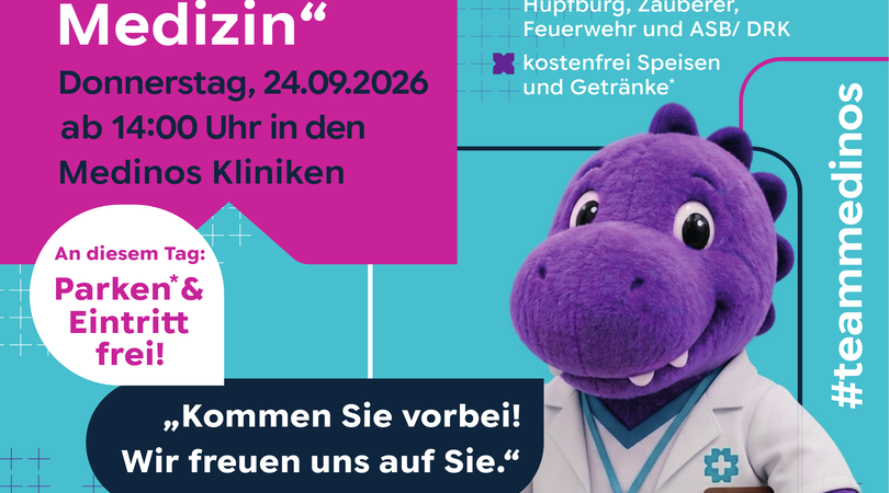 Am Donnerstag, 24. September 2026, öffnet das Medinos Klinikum Sonneberg ab 14:00 Uhr seine Türen zum „Abend der Medizin“. Besucherinnen und Besucher erwarten Einblicke in verschiedene medizinische Fachbereiche sowie ein abwechslungsreiches Programm für d