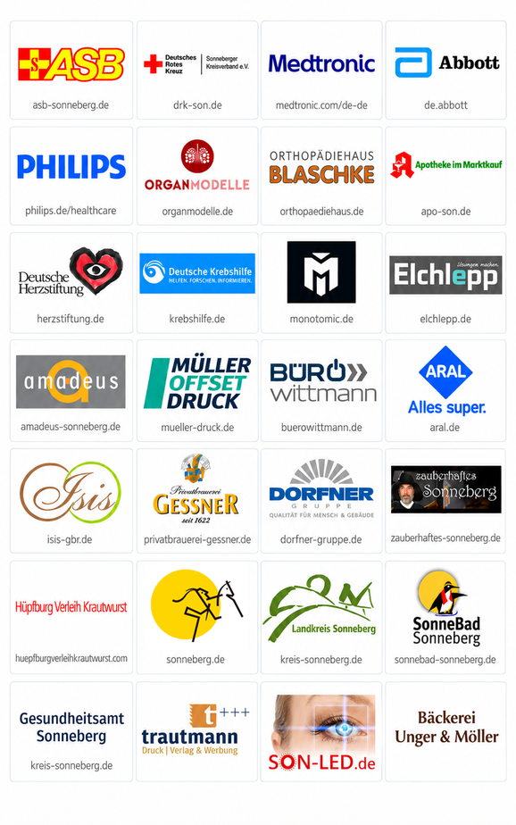 Logos der Partner und Unterstützer des Abends der Medizin 2026 am Medinos Klinikum Sonneberg