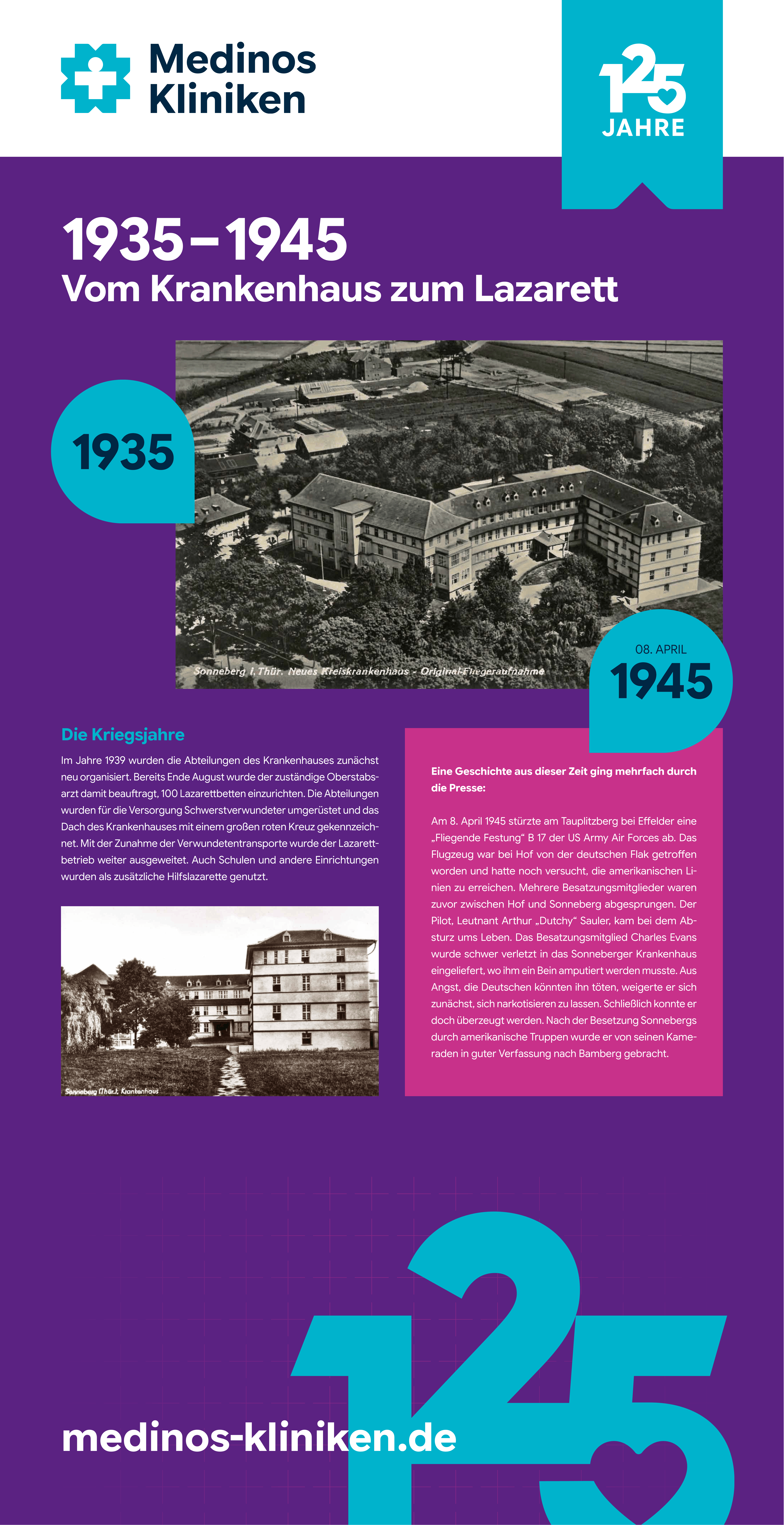 Ausstellungstafel über das Kreiskrankenhaus Sonneberg während der Kriegsjahre 1935 bis 1945 und seine Nutzung als Lazarett.